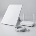 Compact portable satellite internet terminal kit for monthly service